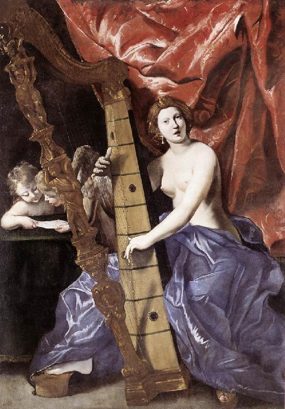 LANFRANCO, Giovanni Venus Playing the Harp (Allegory of Music) sg Spain oil painting art